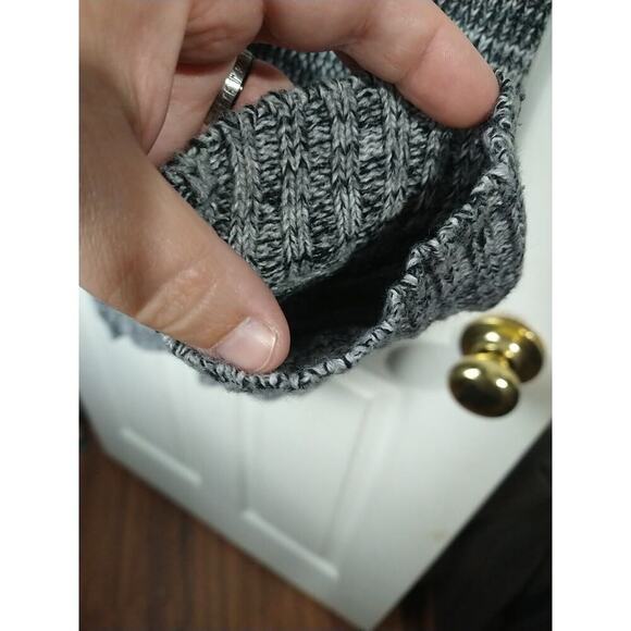 Jason Maxwell Woman M Sweater Grey White Heathered Cable Knit Long Sleeve Curved - Picture 10 of 12